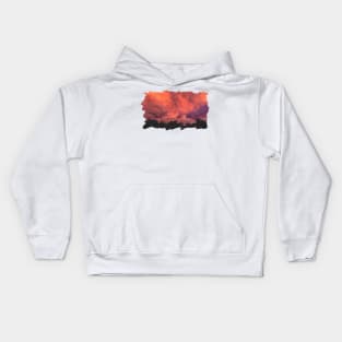 Pink Sunset above the trees Kids Hoodie
